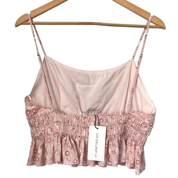 NWT Cotton Candy LA Pink Cropped Top with Ruffle Size Large - Picture 2 of 12